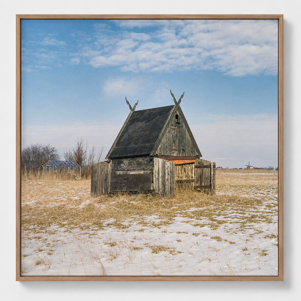 Fine art print 'Hooischuur in de sneeuw' #008